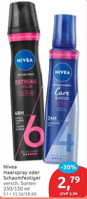 Budni Nivea Haarspray oder Schaumfestiger Angebot