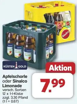 Famila Nord West KÜSTEN GOLD Apfelschorle oder Sinalco Limonade Angebot