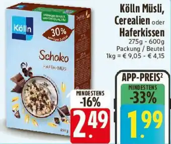 Edeka Kölln Müsli, Cerealien oder Haferkissen Angebot