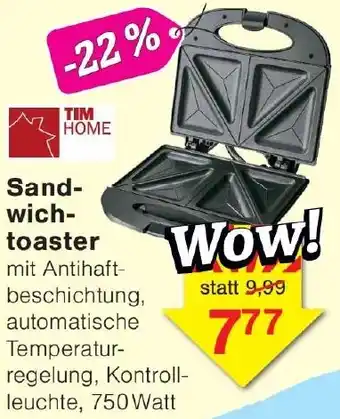 Wiglo Wunderland TIM HOME Sandwichtoaster Angebot