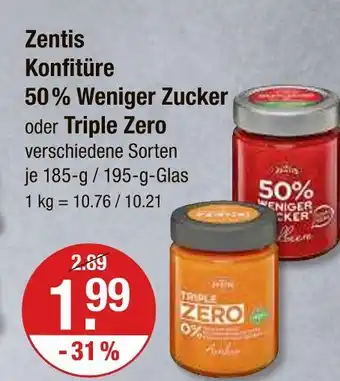 V Markt Zentis 50% weniger zucker Angebot