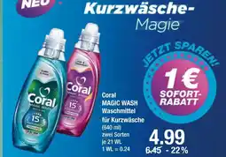 V Markt Coral magic wash waschmittel für kurzwäsche Angebot