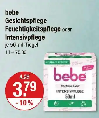 V Markt Bebe gesichtspflege feuchtigkeitspflege Angebot