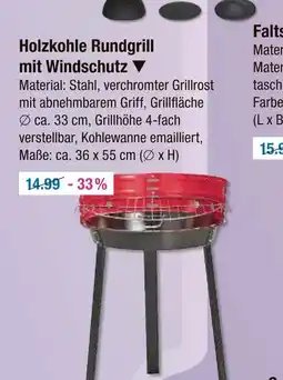 V Markt Holzkohle rundgrill mit windschutz Angebot