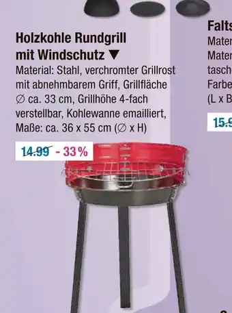 V Markt Holzkohle rundgrill mit windschutz Angebot