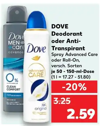 Kaufland Dove deodorant spray advanced care Angebot