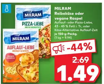 Kaufland Milram reibekäse oder vegane raspel Angebot