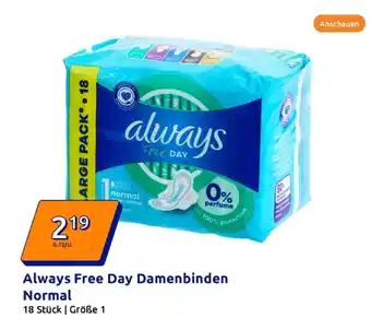 Action Always free day damenbinden normal Angebot
