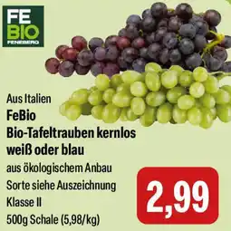 Feneberg FeBio Bio-Tafeltrauben kernlos weiß oder blau Angebot
