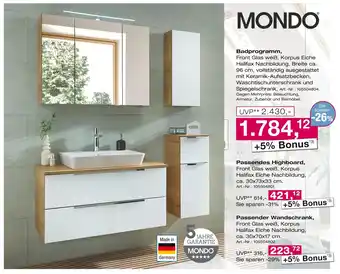 Möbel Inhofer Mondo badprogramm Angebot