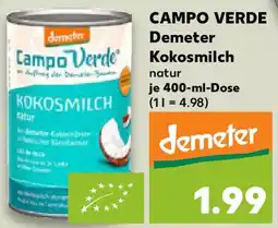 Kaufland CAMPO VERDE Demeter Kokosmilch Angebot