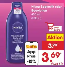 Netto Marken-Discount Nivea bodymilk oder bodylotion Angebot