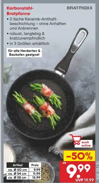Netto Marken-Discount Bratmaxx karbonstahl-bratpfanne ca. ø 20 cm Angebot
