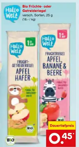 Netto Marken-Discount Bio früchte- oder getreideriegel Angebot