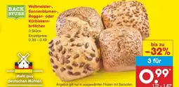 Netto Marken-Discount Backstube weltmeister-, sonnenblumen-, roggen- oder kürbiskernbrötchen Angebot