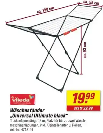 toom Baumarkt Vileda Wäscheständer „Universal Ultimate black" Angebot