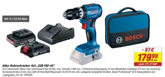 toom Baumarkt BOSCH Akku-Bohrschrauber-Set,,GSB 18V-45" Angebot