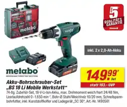 toom Baumarkt metabo Akku-Bohrschrauber-Set ,,BS 18 Li Mobile Werkstatt" Angebot