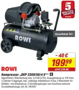 toom Baumarkt ROWI Kompressor „DKP 2200/50/4 V"2 B Angebot