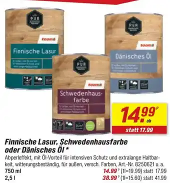 toom Baumarkt toom Finnische Lasur, Schwedenhausfarbe oder Dänisches Öl Angebot