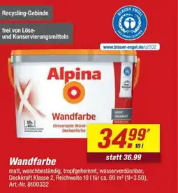 toom Baumarkt Alpina Wandfarbe Angebot