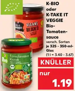 Kaufland K-BIO oder K-TAKE IT VEGGIE Bio Tomatensauce Angebot