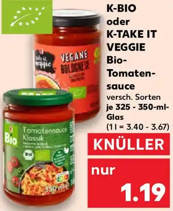 Kaufland K-BIO oder K-TAKE IT VEGGIE Bio Tomatensauce Angebot
