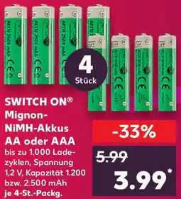Kaufland SWITCH ON Mignon NiMH-Akkus AA oder AAA Angebot
