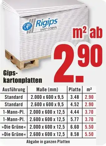 B1 Discount Baumarkt Rigips Gipskartonplatten Angebot