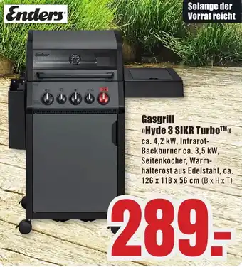B1 Discount Baumarkt Enders Gasgrill Hyde 3 SIKR Turbo Angebot