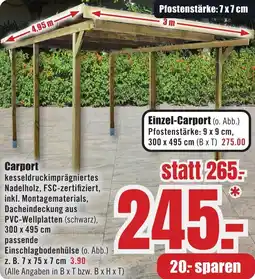 B1 Discount Baumarkt Carport Angebot