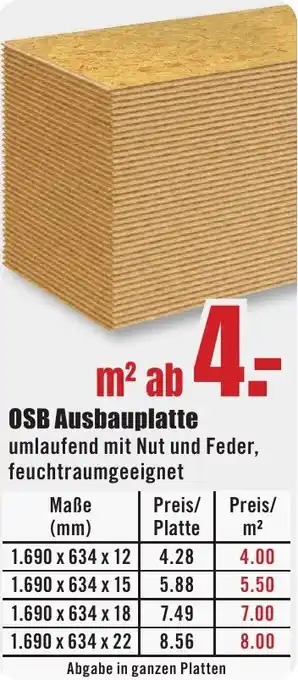 B1 Discount Baumarkt OSB Ausbauplatte Angebot