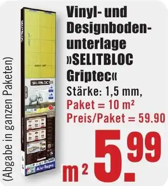 B1 Discount Baumarkt Vinyl- und Designbodenunterlage SELITBLOC Griptec Angebot