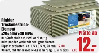 B1 Discount Baumarkt Rigidur Trockenestrich Element 20 oder 30 MW Angebot