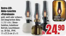 B1 Discount Baumarkt Retro-LED Akku-Leuchte Petroleum Angebot