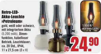 B1 Discount Baumarkt Retro-LED Akku-Leuchte Petroleum Angebot