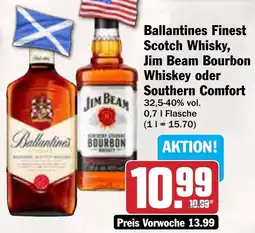 AEZ Ballantines Finest Scotch Whisky, Jim Beam Bourbon Whiskey oder Southern Comfort Angebot