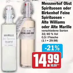 AEZ Messnerhof Obst Spirituosen oder Birkenhof Feine Spirituosen Alte Williams oder Alte Marille Angebot