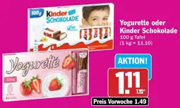 AEZ Yogurette oder Kinder Schokolade Angebot