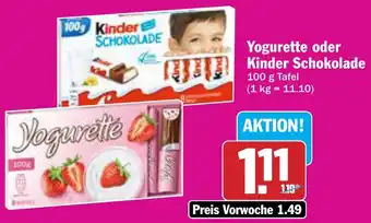 AEZ Yogurette oder Kinder Schokolade Angebot