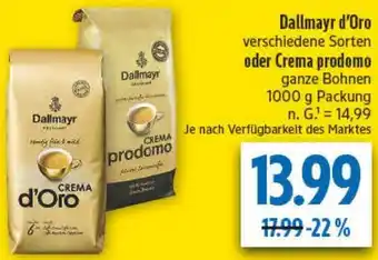 diska Dallmayr d'Oro oder Crema prodomo Angebot