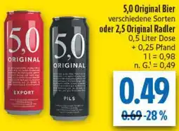 diska 5,0 Original Bier oder 2,5 Original Radler Angebot