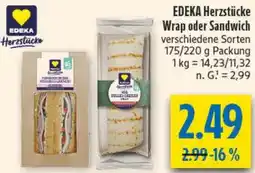 diska EDEKA Herzstücke Wrap oder Sandwich Angebot