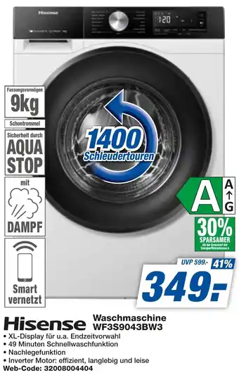 expert Techno Land Hisense Waschmaschine WF3S9043BW3 Angebot
