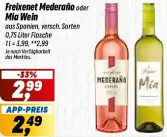Simmel Freixenet Mederaño oder Mia Wein Angebot
