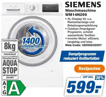 expert Techno Land SIEMENS Waschmaschine WM14N299 Angebot