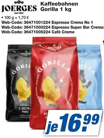 expert Techno Land JOERGES Kaffeebohnen Gorilla Angebot