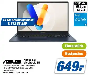 expert Techno Land ASUS Notebook Vivobook 15 Angebot