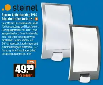 V Baumarkt Steinel Sensor-Außenleuchte L22S Edelstahl oder Anthrazit Angebot