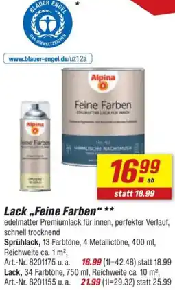 toom Baumarkt Alpina Lack ,,Feine Farben" Angebot
